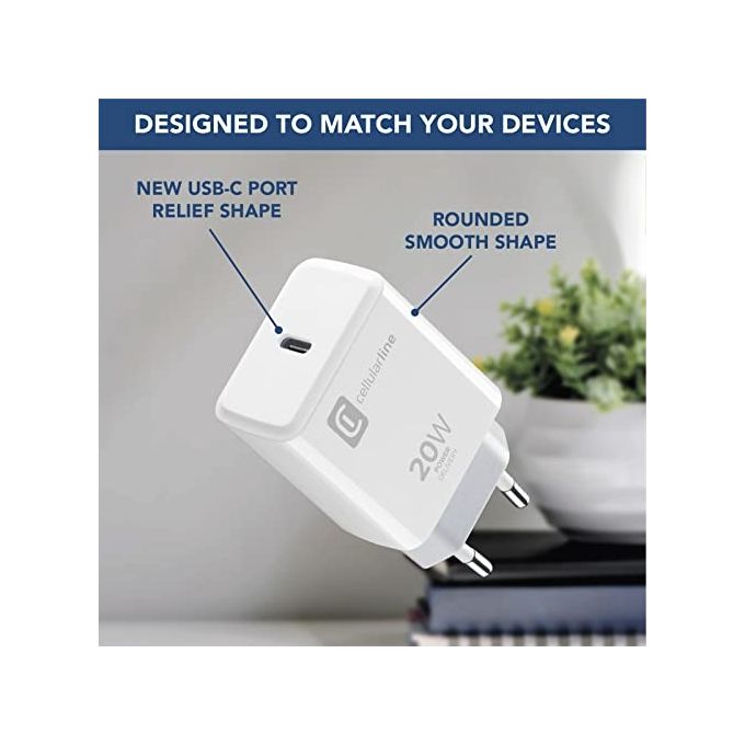 Cellular Line USB-C Charger 20W Caricabatterie da rete USB-C 20W Bianco