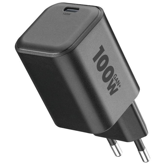 Cellularline ACHUSBCGAN100WLAPK Caricabatterie da rete USB-C GaN+ Power Delivery 100W colore Nero