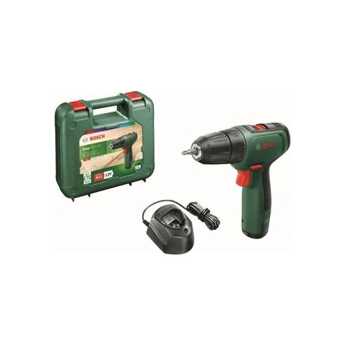 Bosch 06039D3007 EasyDrill 1200 Trapano Avvitatore a Batteria 12 V 2x PBA 12V 1 5 Ah Mandrino Rapido Luce Integrata colore Verde Nero