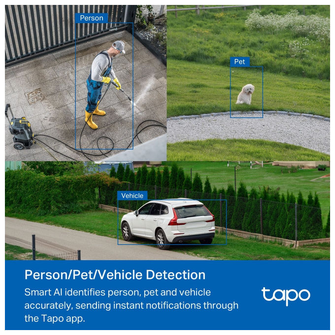 TP-Link TAPO C530WS Telecamera di Sicurezza IP Esterna con Risoluzione 3K 5MP Angolo di Visione 360° Audio Bidirezionale e Visione Notturna a Colori colore Bianco