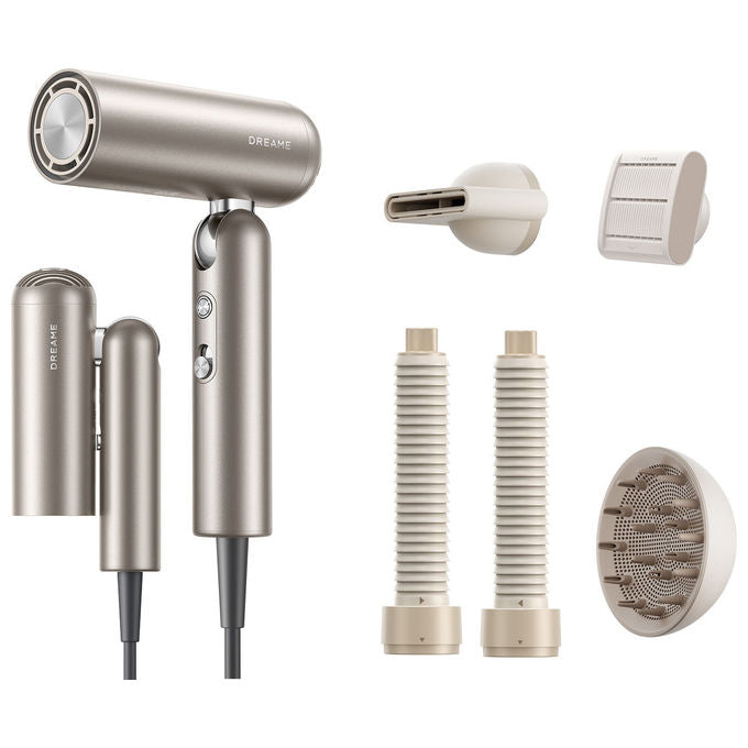 Dreame AHD51 Pocket Pro 2 Asciugacapelli 1300 W Motore Digitale Ioni Negativi 5 Temperature Accessori Magnetici colore Oro