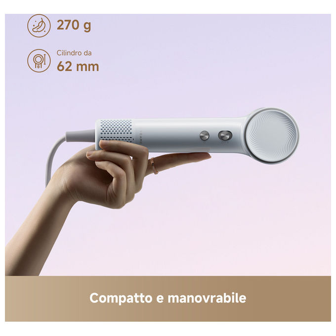 Dreame AHG11A Mini Flow Asciugacapelli 1200W 100.000rpm Ioni Negativi 5 Temperature Modalita' Bambini colore Bianco