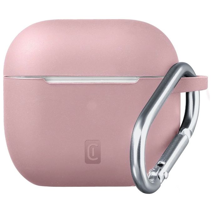 Cellular Line Bounce per AirPods 3 Custodia per AirPods in silicone soft-touch con gancio Rosa