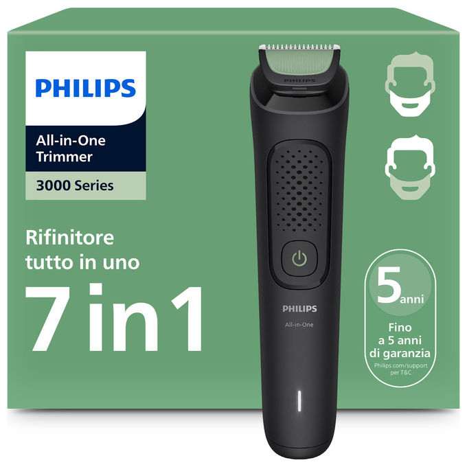 Philips MG3920-15 Serie 3000 Rifinitore Multiuso 7 in 1 Lame Autoaffilanti 60 min autonomia colore Nero