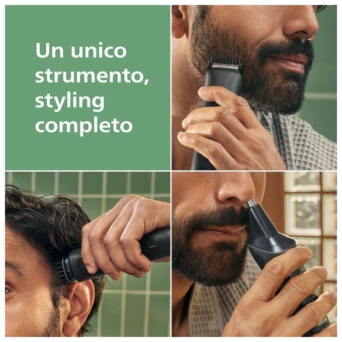 Philips MG3920-15 Serie 3000 Rifinitore Multiuso 7 in 1 Lame Autoaffilanti 60 min autonomia colore Nero