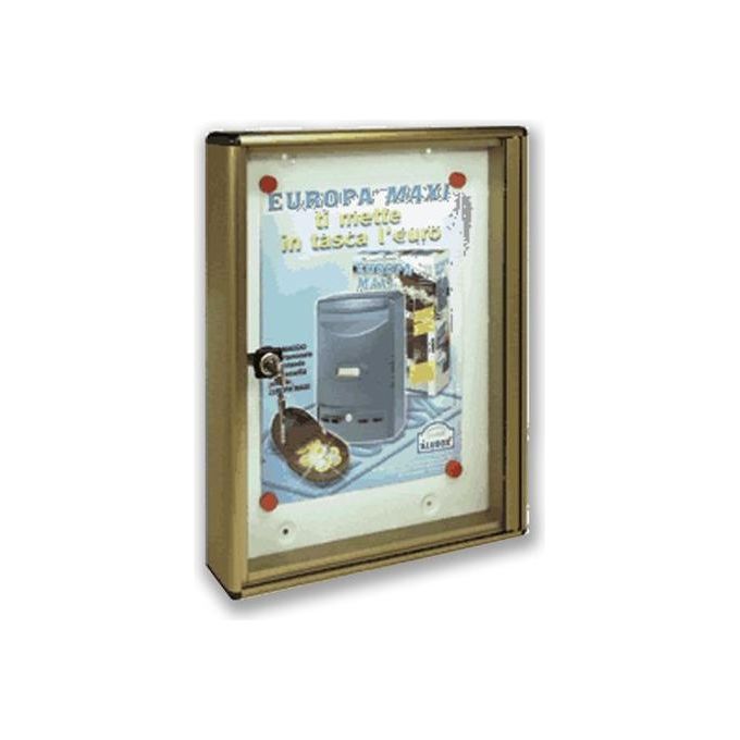 ALUBOX AX020304 Bacheca Porta Avvisi 1 Foglio A4 in Alluminio Anodizzato con Serratura e Sportello in Plexiglass colore Bronzo