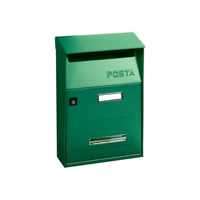 Alubox 74943 Serie 'Effé' Cassetta Postale in Lamiera Elettrozincata Verniciata con Tetto Apribile e Serratura a Cilindro colore Verde