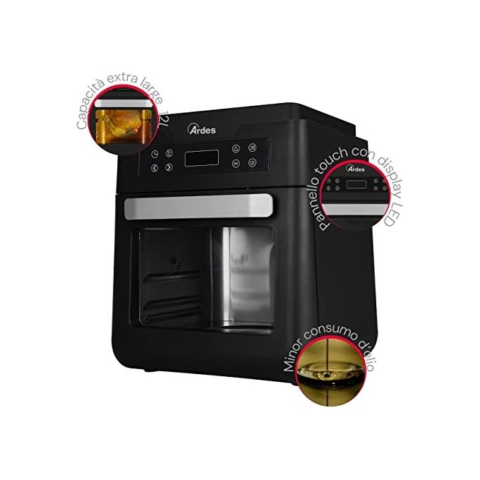 Ardes AR1KP12000 Friggisana XXL Friggitrice ad Aria 12 L 1500 W 7 Programmi Display LED colore Nero