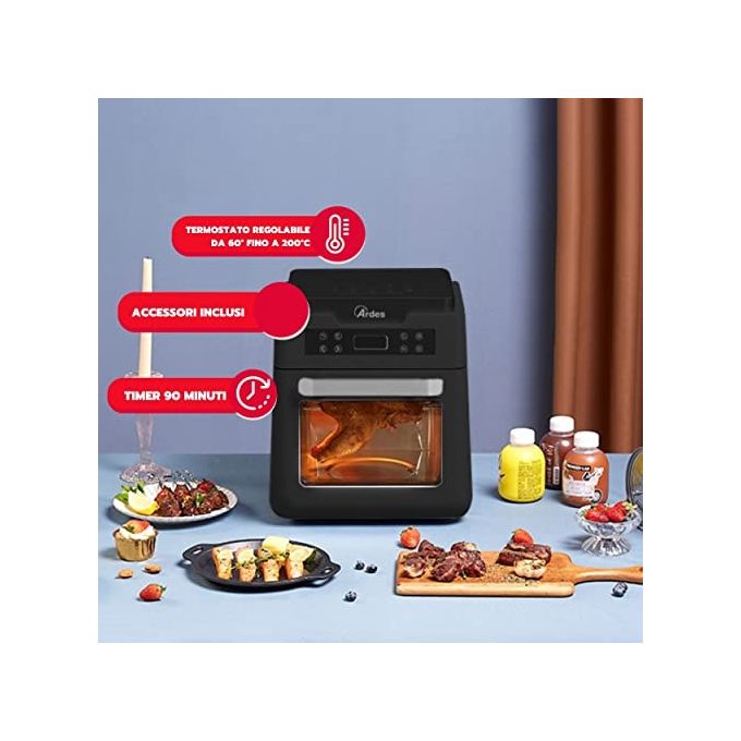 Ardes AR1KP12000 Friggisana XXL Friggitrice ad Aria 12 L 1500 W 7 Programmi Display LED colore Nero
