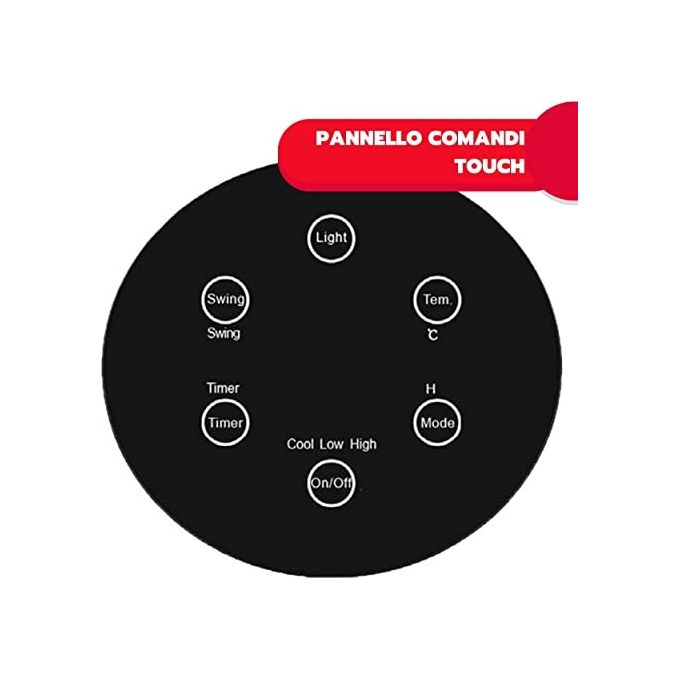 Ardes AR4P19 PIN Termoventilatore Ceramico a Torre 2000 W con Telecomando Timer e Luce Notturna LED colore Nero Bianco