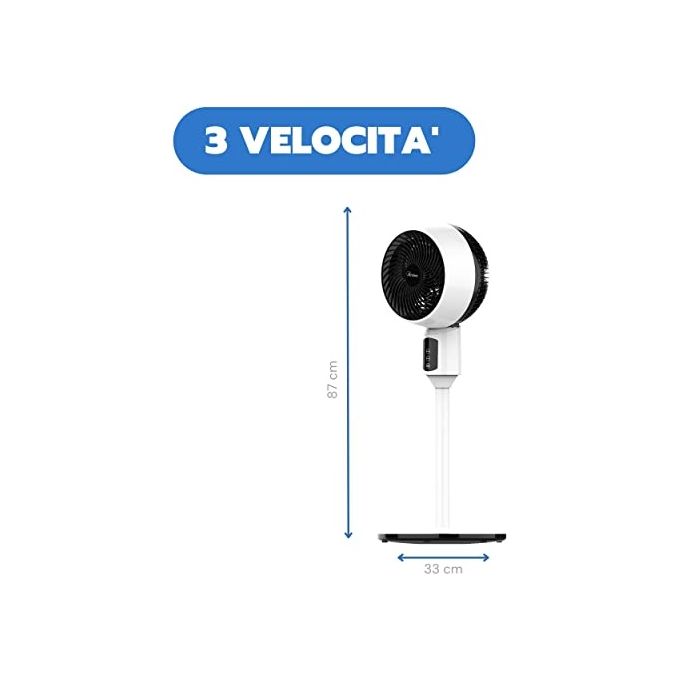 Ardes AR5CIR01 Ventilatore a piantana 3 velocita' telecomando oscillazione automatica testa inclinabile 87 cm colore Nero Bianco