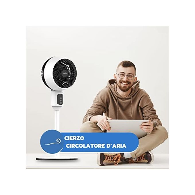 Ardes AR5CIR01 Ventilatore a piantana 3 velocita' telecomando oscillazione automatica testa inclinabile 87 cm colore Nero Bianco