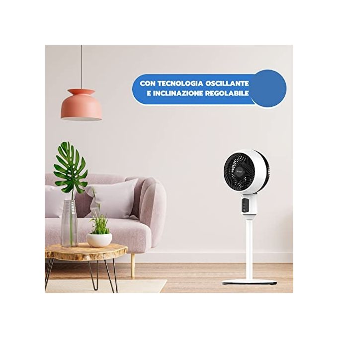 Ardes AR5CIR01 Ventilatore a piantana 3 velocita' telecomando oscillazione automatica testa inclinabile 87 cm colore Nero Bianco