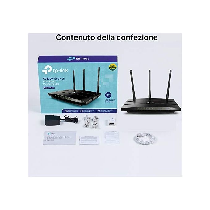 TP-LINK Archer VR400 ac1200 wireless vdsl-adsl modem 867mbps a 5ghz + 300mbps a 2.4ghz 1p wan-lan 3p lan 3 antenne