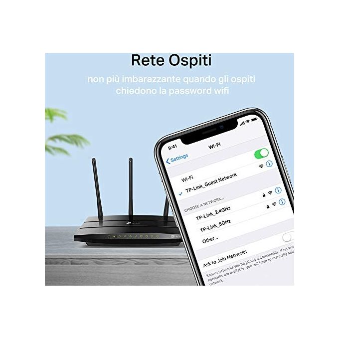 TP-LINK Archer VR400 ac1200 wireless vdsl-adsl modem 867mbps a 5ghz + 300mbps a 2.4ghz 1p wan-lan 3p lan 3 antenne