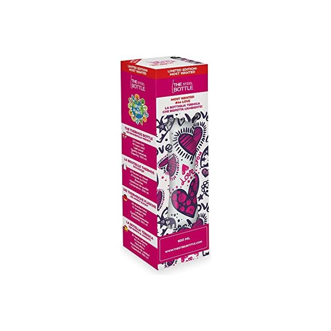 The Steel Bottle TSBMW44LOV Most Wanted Borraccia Termica 500 ml Acciaio Inox Doppia Parete Tappo con Cannuccia colore Love