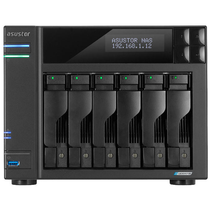 ASUSTOR Lockerstor 6 Gen2+ AS6706T v2, NAS 6 Alloggiamenti, CPU Quad-Core, 8GB RAM, 4 Slot M.2