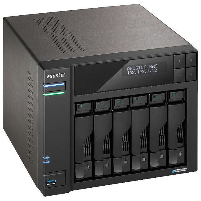 ASUSTOR Lockerstor 6 Gen2+ AS6706T v2, NAS 6 Alloggiamenti, CPU Quad-Core, 8GB RAM, 4 Slot M.2