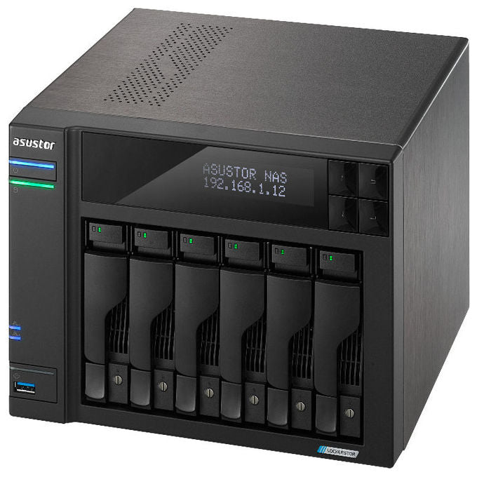 ASUSTOR Lockerstor 6 Gen2+ AS6706T v2, NAS 6 Alloggiamenti, CPU Quad-Core, 8GB RAM, 4 Slot M.2