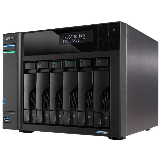ASUSTOR Lockerstor 6 Gen2+ AS6706T v2, NAS 6 Alloggiamenti, CPU Quad-Core, 8GB RAM, 4 Slot M.2