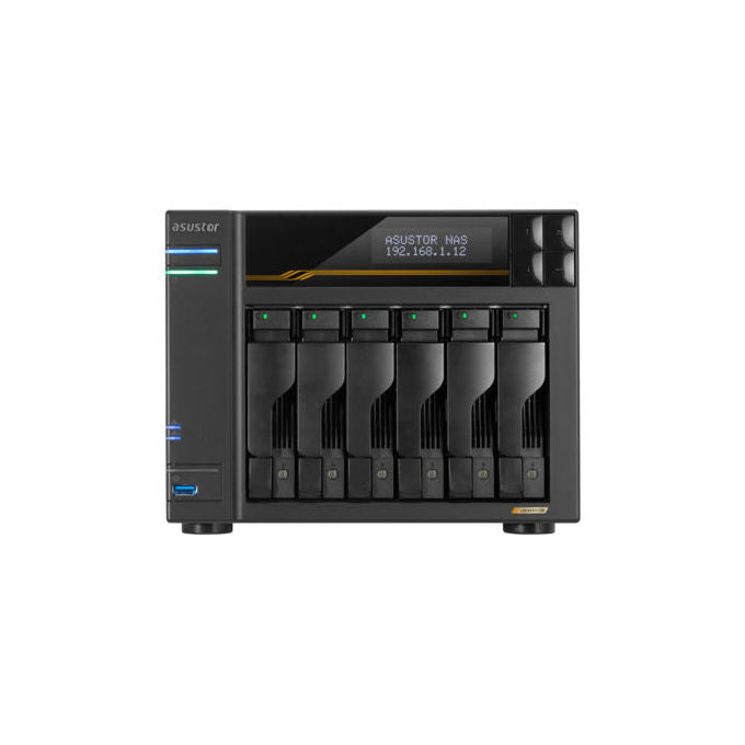 Asustor Lockerstor 6 Gen3 AS6806T, Nas Desktop, AMD Ryzen V3C14, 16 GB DDR5, Nero