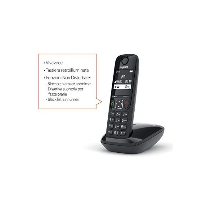 Gigaset AS690 Trio Tris Cordless Display 2'' Vivavoce Rubrica Nero