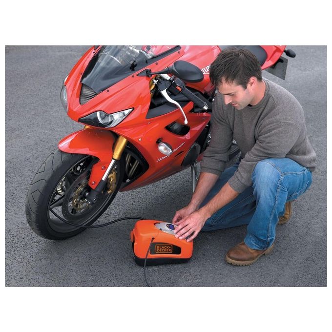 Black+Decker Compressore asi200-xj Motore ad ingranaggi 0.143 Cv massima pressione 160 PSI ugelli in dotazione e cavi per utilizzo domestico e mobile