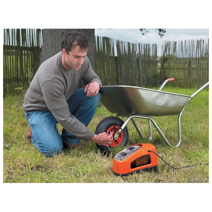 Black+Decker Compressore asi200-xj Motore ad ingranaggi 0.143 Cv massima pressione 160 PSI ugelli in dotazione e cavi per utilizzo domestico e mobile