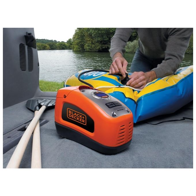 Black+Decker Compressore asi200-xj Motore ad ingranaggi 0.143 Cv massima pressione 160 PSI ugelli in dotazione e cavi per utilizzo domestico e mobile