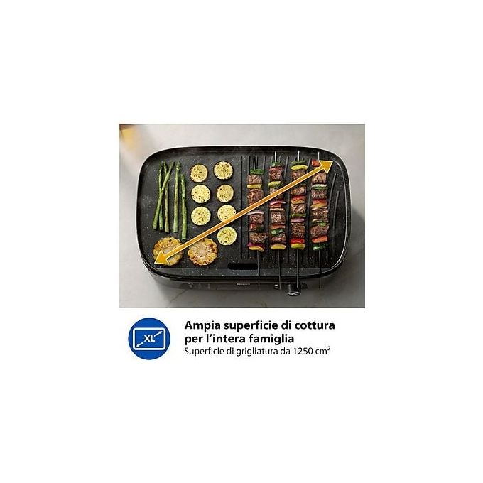Philips, Grill Elettrico, HD6210-90, 2400W, Nero