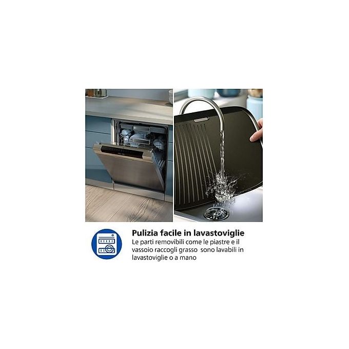 Philips, Grill Elettrico, HD6210-90, 2400W, Nero