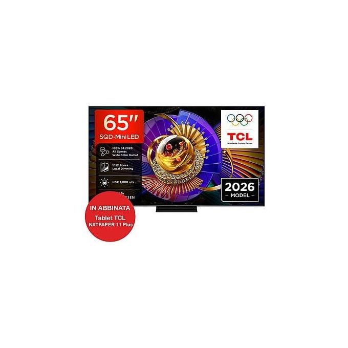 TCL 65C7L tv 65 pollici, SQD Mini LED 4K, 144Hz, Google TV, Dolby Vision, HDR10+, DVB-T2-S2, nero