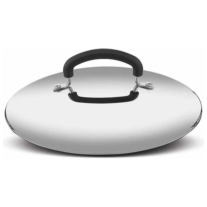 Lagostina 2100113582 Coperchio in Vetro per Pentole 24 cm Valvola Vapore Bordo Acciaio Pomolo Bakelite Lavastoviglie