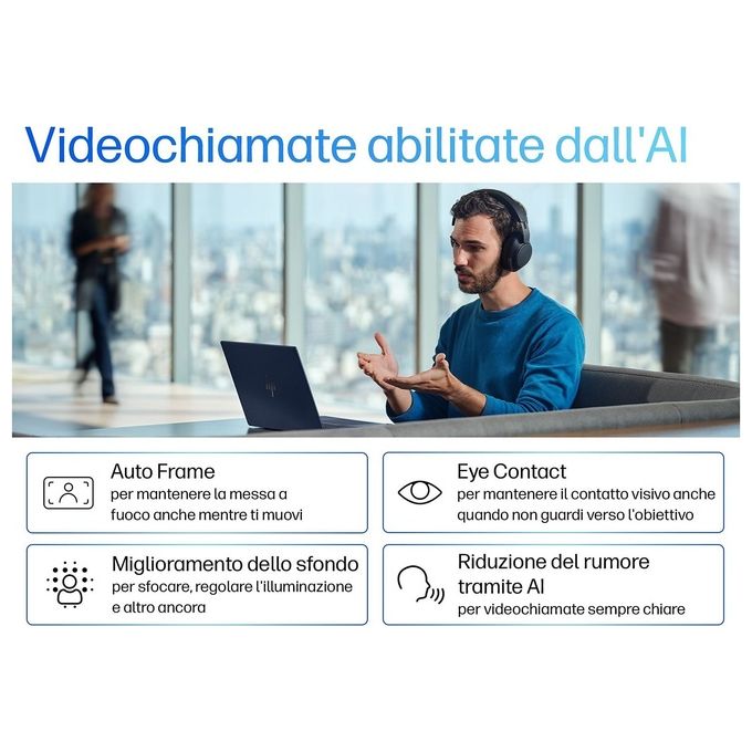 HP 9M4E3AT EliteBook Ultra 14 G1q Notebook Qualcomm Snapdragon X Elite X1E-78-100 32 GB RAM 1 TB SSD Wi-Fi 7 Windows 11 Pro colore Blu Notte