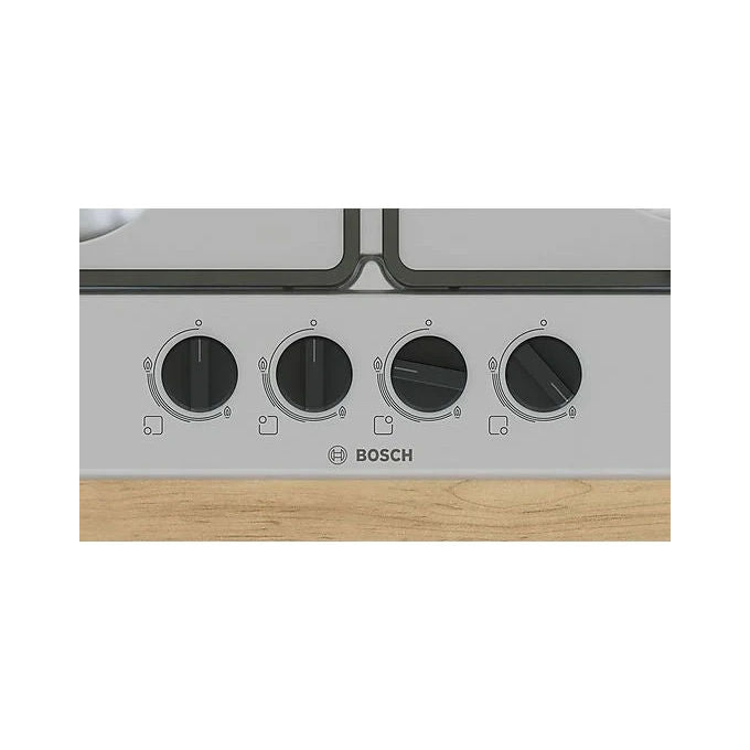 Bosch PGH6B5K60 Serie 4 Piano cottura a gas 60 cm 4 fuochi Wok 3300 W Griglie in Ghisa colore Acciaio Inox