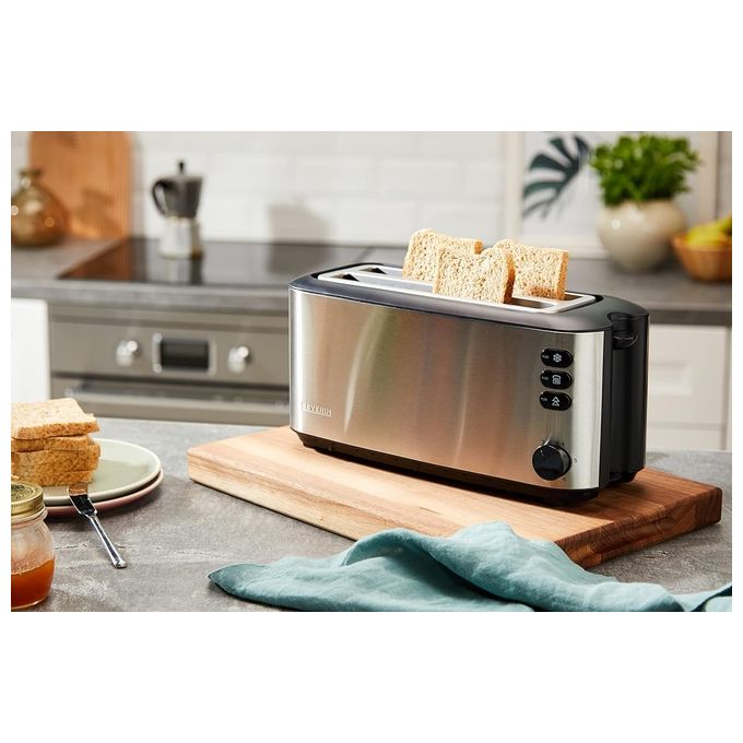 Severin AT 2509 Tostapane 4 fette Maxi 1400W Griglia Acciaio inossidabile Nero-argento opaco