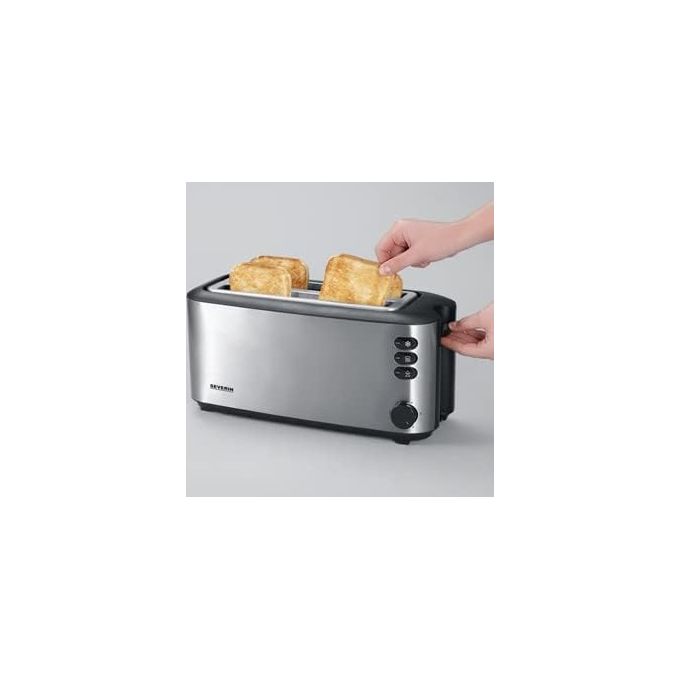 Severin AT 2509 Tostapane 4 fette Maxi 1400W Griglia Acciaio inossidabile Nero-argento opaco
