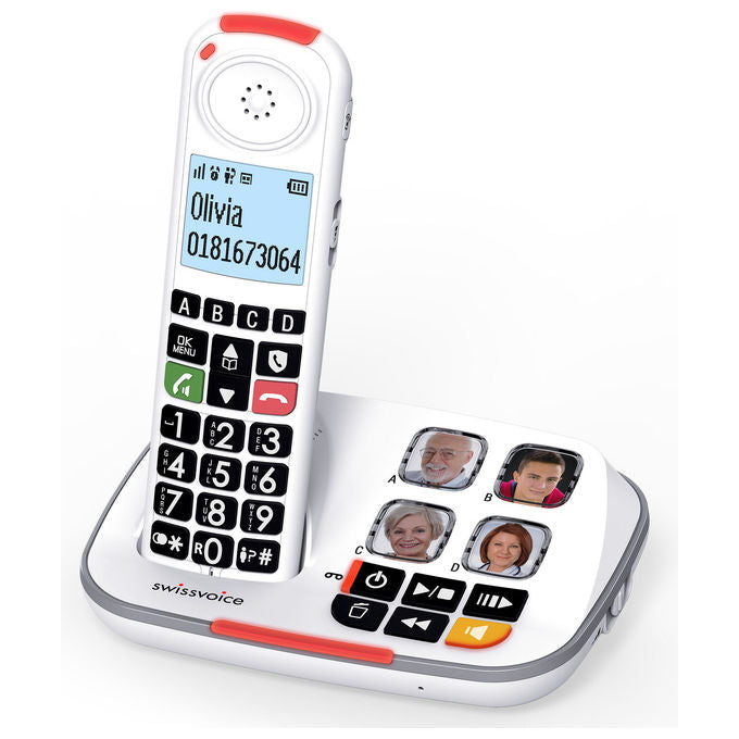Swissvoice ATL1424003 Xtra 2355 Telefono Cordless DECT Duo Segreteria 30 min Tasti Grandi Audio Boost 40 dB Suoneria 90 dB Blocco Chiamate colore Bianco