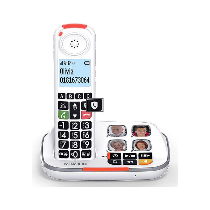 Swissvoice ATL1424003 Xtra 2355 Telefono Cordless DECT Duo Segreteria 30 min Tasti Grandi Audio Boost 40 dB Suoneria 90 dB Blocco Chiamate colore Bianco