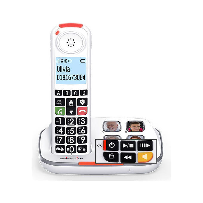 Swissvoice ATL1424003 Xtra 2355 Telefono Cordless DECT Duo Segreteria 30 min Tasti Grandi Audio Boost 40 dB Suoneria 90 dB Blocco Chiamate colore Bianco