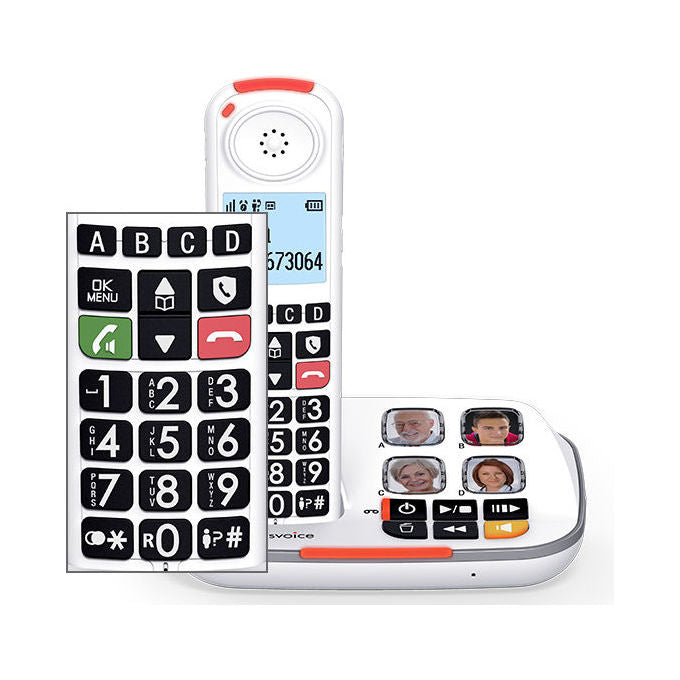 Swissvoice ATL1424003 Xtra 2355 Telefono Cordless DECT Duo Segreteria 30 min Tasti Grandi Audio Boost 40 dB Suoneria 90 dB Blocco Chiamate colore Bianco