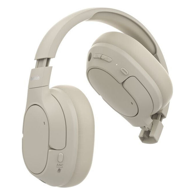 Belkin AUD008HQSA SoundForm Isolate Cuffie Wireless con Cancellazione del Rumore Ibrido Bluetooth 5.4 USB Tipo-C 3.5 mm colore Sabbia