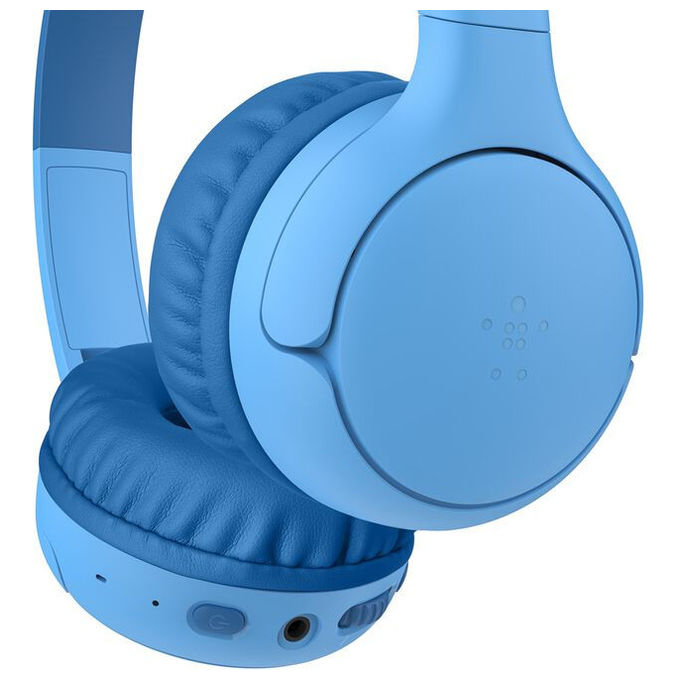 Belkin AUD012hqBL SoundForm Mini 2 Cuffie Bluetooth On-Ear per Bambini con Limite Volume 85 dB Fino a 55 Ore di Riproduzione IPX5 colore Blu