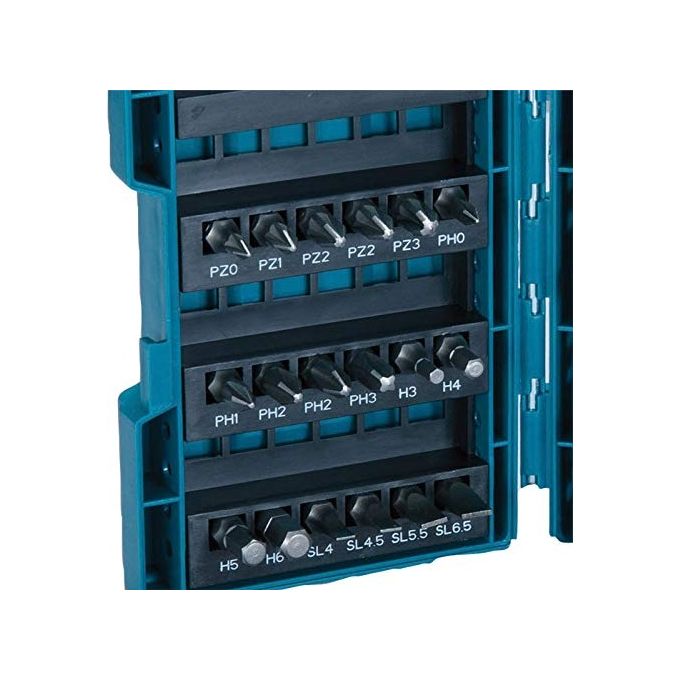 Makita B-28606 Kit Inserti 37 Pezzi 25 mm attacco 1-4'' Phillips Pozidriv Torx Hex Slotted con Portainserti Magnetico