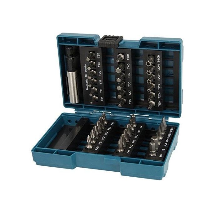 Makita B-28606 Kit Inserti 37 Pezzi 25 mm attacco 1-4'' Phillips Pozidriv Torx Hex Slotted con Portainserti Magnetico