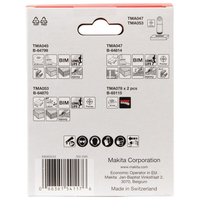 Makita B-67511 Set di Lame per Sega 5 Pezzi per Legno Plastica Cartongesso Fibra di Cemento Compatibile con Sistema Starlock colore Nero