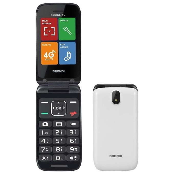 Brondi 8015908810516 Strike Telefono Cellulare Clamshell 4G LTE Dual SIM 2.8'' Bluetooth 5.0 Batteria 1000 mAh colore Grigio Chiaro