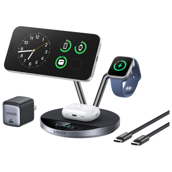 Anker B25X7G11 Prime MagSafe Caricatore Stazione di Ricarica 3 in 1 25 W colore Nero