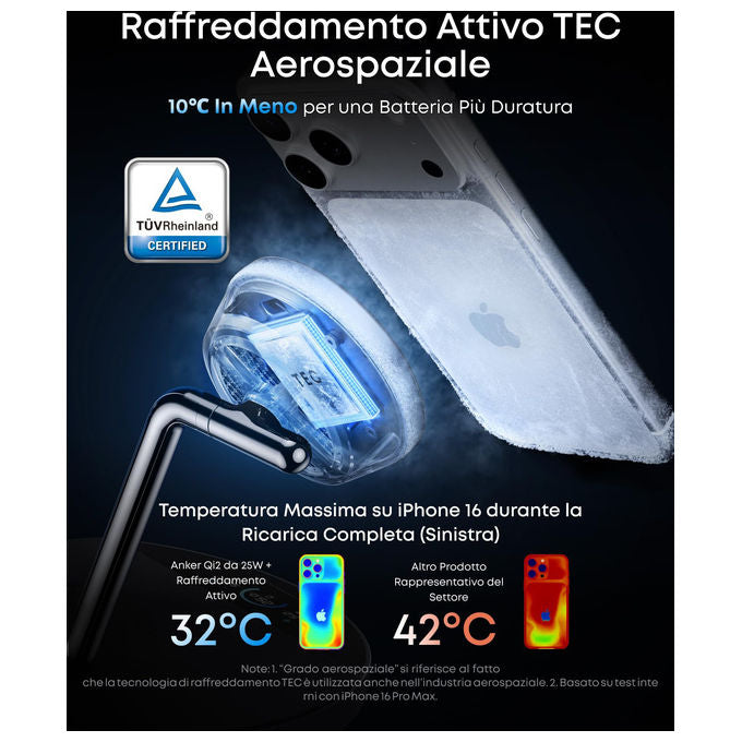 Anker B25X7G11 Prime MagSafe Caricatore Stazione di Ricarica 3 in 1 25 W colore Nero