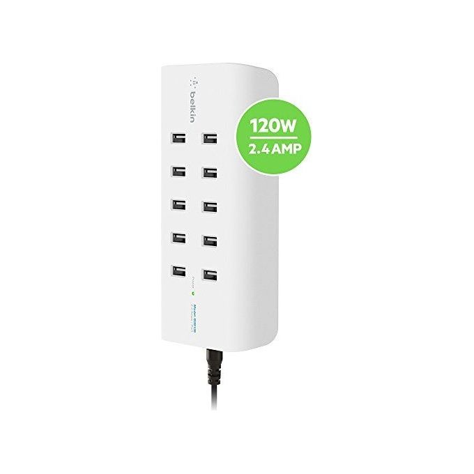 Belkin Rockstar 10 Porte Caricabatterie 120W 2,4A Bianco